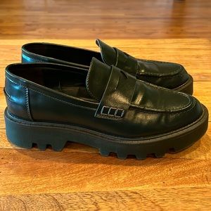 ZARA DARK GREEN PLATFORM CHUNKY LOAFERS 37 / US 6.5 - 7
